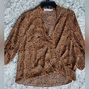 Faux-wrap leopard print blouse size small All in Favor